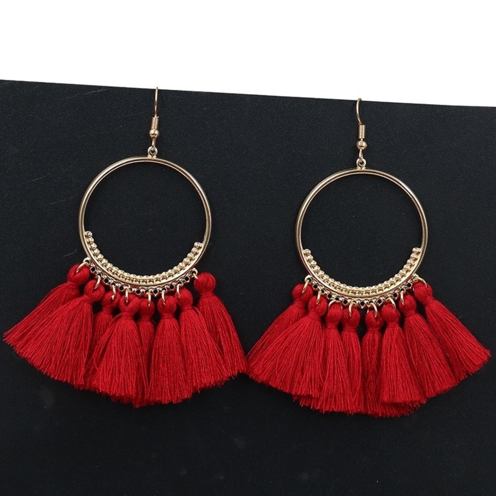 3/$22 Bohemian Tassel Fringe Hook Earrings - Picture 2 of 8